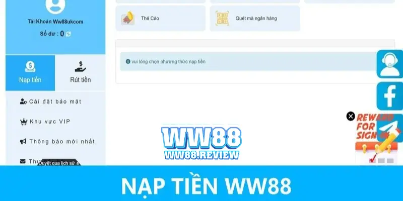 nap tiền ww88 chỉ với 4 bước đơn giản